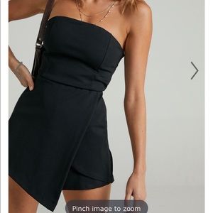 Showpo black strapless envelope romper/ dress size M. Perfect condition